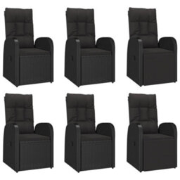 Berkfield 7 Piece Garden Dining Set Black Poly Rattan&solid Wood Acacia - thumbnail 4