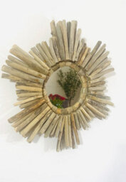 My Square Mile Driftwood Star Sunburst Wall Mirror Vintage Rustic Natural Frame Bathroom Art Decor (Small 40Cm)