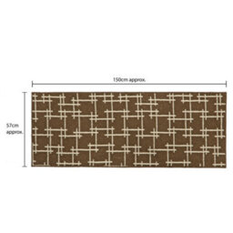Jvl Vector Machine Washable Latex Backed Runner Doormat, 57X150Cm, Brown - thumbnail 9