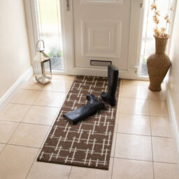 Jvl Vector Machine Washable Latex Backed Runner Doormat, 57X150Cm, Brown - thumbnail 7