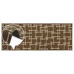 Jvl Vector Machine Washable Latex Backed Runner Doormat, 57X150Cm, Brown - thumbnail 6