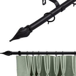 Lister Cartwright 19 mm Extendable Metal Curtain Pole Rods - Black (Spiral Finial, 70-120 Cm) - thumbnail 1