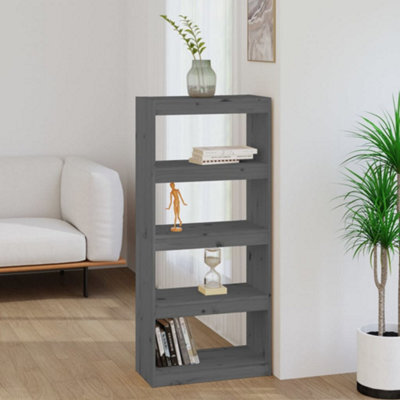 Berkfield Book Cabinet/room Divider Grey 60X30X135.5 Cm Solid Wood Pine - image 1