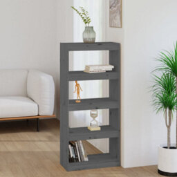 Berkfield Book Cabinet/room Divider Grey 60X30X135.5 Cm Solid Wood Pine