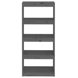 Berkfield Book Cabinet/room Divider Grey 60X30X135.5 Cm Solid Wood Pine - thumbnail 5