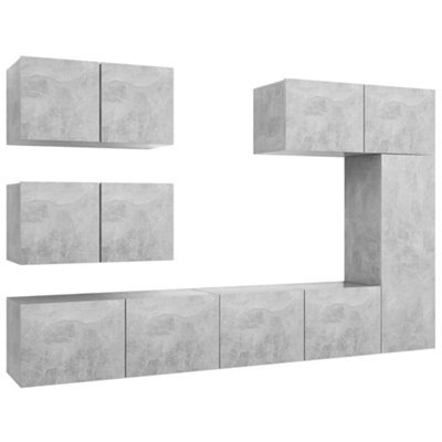 Berkfield Modern 6 Piece Tv Cabinet Set Concrete Grey Engineered Wood - image 1