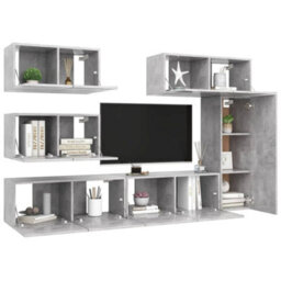 Berkfield Modern 6 Piece Tv Cabinet Set Concrete Grey Engineered Wood - thumbnail 3