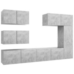 Berkfield Modern 6 Piece Tv Cabinet Set Concrete Grey Engineered Wood - thumbnail 1