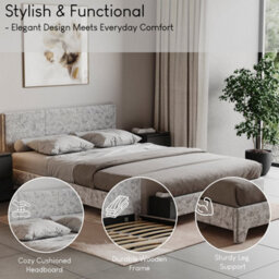 Lassic Vida Designs Victoria Silver Velvet Ukfr 4Ft6 Double Bed Frame, 190 X 135Cm - thumbnail 7