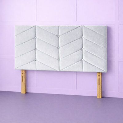 Comfy Deluxe 3Ft Single Rose Silver Plush Velvet 26Inch Headboard