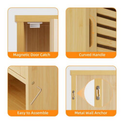 Natural Small Wall Cabinet Bathroom 15.75X7.87X23.62In - thumbnail 4
