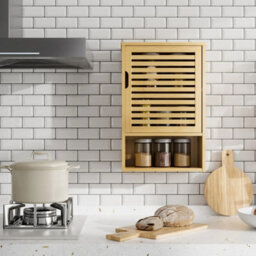 Natural Small Wall Cabinet Bathroom 15.75X7.87X23.62In - thumbnail 6