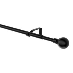 GoodHome Araxos Matt Black Extendable Ball Single Curtain Pole Set, (L)2000mm-3300mm (Dia)19mm - thumbnail 5