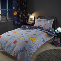 Catherine Lansfield Bedding Lost In Space Reversible Duvet Cover Set With Pillowcases Blue - thumbnail 2