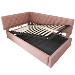 Abrihome Daybed Upholstered Bed With Storage, Ottoman Bed, 3Ft Single Sofa Bed 90 X 190 Cm, Metal Slatted Bed Frame, Velvet, Pink - thumbnail 8