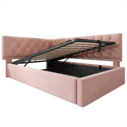 Abrihome Daybed Upholstered Bed With Storage, Ottoman Bed, 3Ft Single Sofa Bed 90 X 190 Cm, Metal Slatted Bed Frame, Velvet, Pink - thumbnail 7