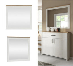 Impact Furniture Square Wall Mirror Shabby Chic White Wash Pine / Oak Effect Frame 90 X 96Cm Loksa - thumbnail 1