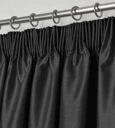 Intimates Modern Ring Top Curtains, Ready-Made High-Quality Faux Silk, Machine Washable, Energy-Saving Living Room Curtains - Black