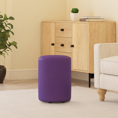 Blackcurrant Purple Faux Leather Round Stool Handmade Uk By Footstools Direct - image 1