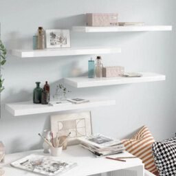 Vidaxl Floating Wall Shelves 4 Pcs High Gloss White 80X23.5X3.8 Cm Mdf - thumbnail 1