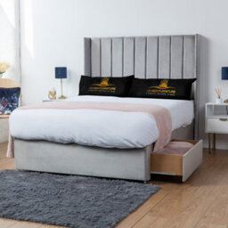 UKBEDFURNITURE Bella Silver Plush Wingback Divan Bed Base With 54 Inch Headboard & 10 Inch Orthopaedic Mattress - No Storage - thumbnail 2