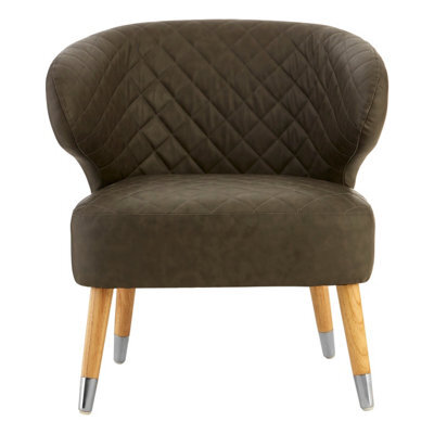 Orsina Mid Century Brown Faux Leather Wingback Armchair, Elegant Design Comfortable Armchair For Livingroom - image 1