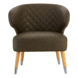 Orsina Mid Century Brown Faux Leather Wingback Armchair, Elegant Design Comfortable Armchair For Livingroom