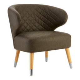 Orsina Mid Century Brown Faux Leather Wingback Armchair, Elegant Design Comfortable Armchair For Livingroom - thumbnail 2