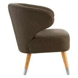 Orsina Mid Century Brown Faux Leather Wingback Armchair, Elegant Design Comfortable Armchair For Livingroom - thumbnail 3