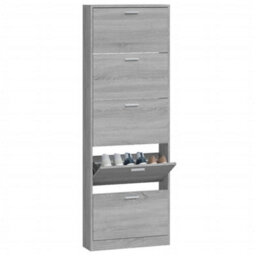 Vidaxl Shoe Cabinet Grey Sonoma 59X17X169 Cm Engineered Wood - thumbnail 4