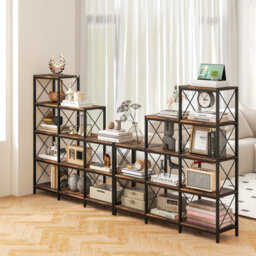 Gainoom 5-Tier Brown Bookshelf 9 Cubes Bookcase With Carbon Steel Frame - thumbnail 9
