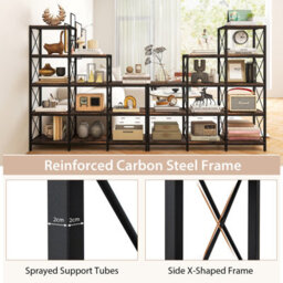 Gainoom 5-Tier Brown Bookshelf 9 Cubes Bookcase With Carbon Steel Frame - thumbnail 6