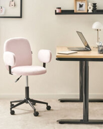 Beliani Desk Chair Moraga Velvet Pastel Pink - thumbnail 2