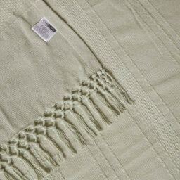 Homescapes Kashi Sage Green Cotton Throw With Tassels 225 X 360 Cm - thumbnail 5