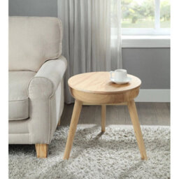 Lamp Side Table In Oak For Bedrooms And Living Areas With Wooden Leg - thumbnail 3