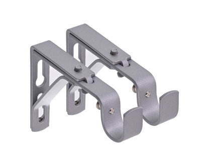 Lister Cartwright 19mm Curtain Pole Ends Brackets With Adjustable Screws Metal Finish (Pack Of 2)