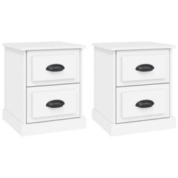 Berkfield Bedside Cabinets 2 Pcs White 39X39X47.5 Cm Engineered Wood - thumbnail 2