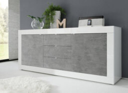 FurniComp LTD Furnicomp Selene 2 Door 3 Drawer White Gloss And Concrete Grey Sideboard