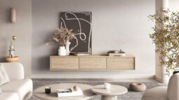 Arte Minimalist Frida 38 Floating Tv Cabinet 1800mm In Light Oak - Sleek Entertainment Centre H320mm D360mm - thumbnail 5