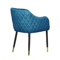 Life Interiors Single Blue Verona Velvet Dining Chair With Quilted Back & Black Legs - Modern Accent Chair With Gold Foot Tips - thumbnail 4