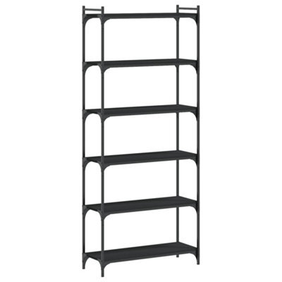 Berkfield Industrial Bookcase 6-Tier Black 80X30X188 Cm Engineered Wood