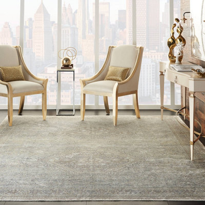 Cream Grey Luxurious Traditional Bordered Floral Rug Easy To Clean Living Room And Bedroom-300Cm X 381Cm