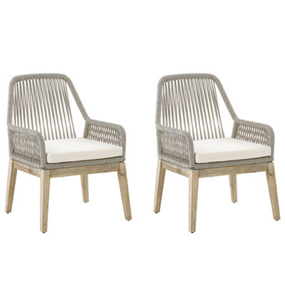 Beliani Set Of 2 Garden Chairs With Cushions Olbia Off-White - image 1