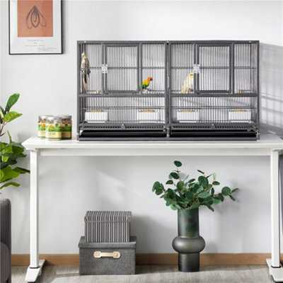 Yaheetech Black Stackable Wide Bird Cage Divided Breeder Cage - image 1