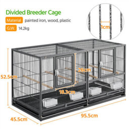 Yaheetech Black Stackable Wide Bird Cage Divided Breeder Cage - thumbnail 3