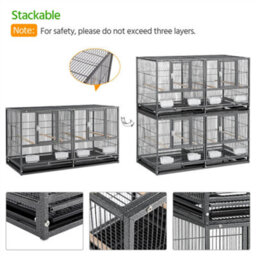 Yaheetech Black Stackable Wide Bird Cage Divided Breeder Cage - thumbnail 4