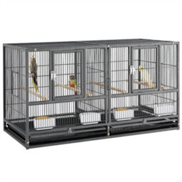 Yaheetech Black Stackable Wide Bird Cage Divided Breeder Cage - thumbnail 2