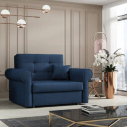 Viva I Silver Sofa Bed For Living Room Polyurethane Foam Wave Spring Metal Legs Bedding Storage 116X85X98Cm Blue