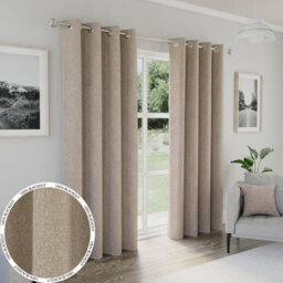 Enhanced Living Austin 100% Blackout, Thermal Natural Curtains With Eyelet Header (Pair) - 46X72 Inch (117X183Cm)