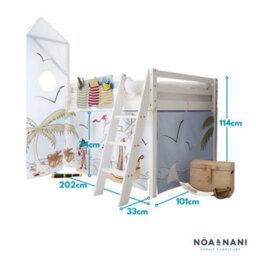 Nöa & Nani Noa & Nani Cabin Kids Solid Wood Midsleeper Bed With Pirate Pete Package In Classic White Moro - thumbnail 3